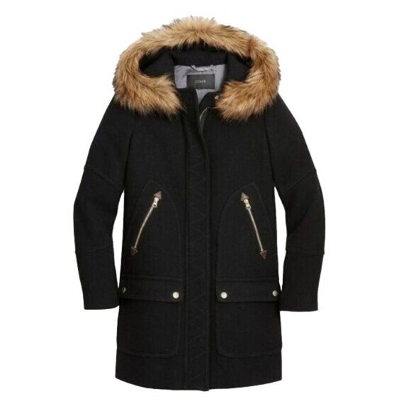 J. Crew Coat Chateau Parka Italian Stadium Cloth Wool Size 0 NWT - Picture 1 of 15